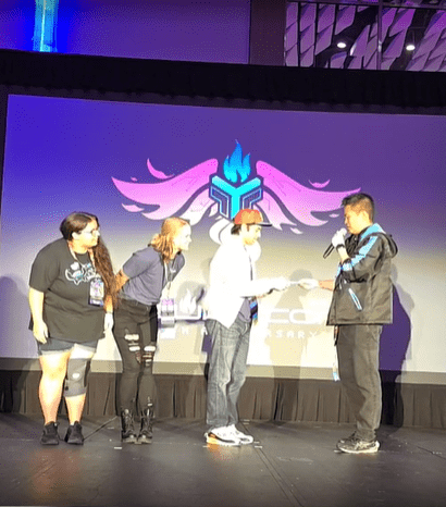Youmacon stage presentation supporting Extra Life charity fundraiser during the Detroit anime convention